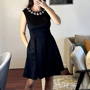 Ted Baker Joone Skater Bejeweled Sleeveless Mini Black Dress Size 2 Small New
